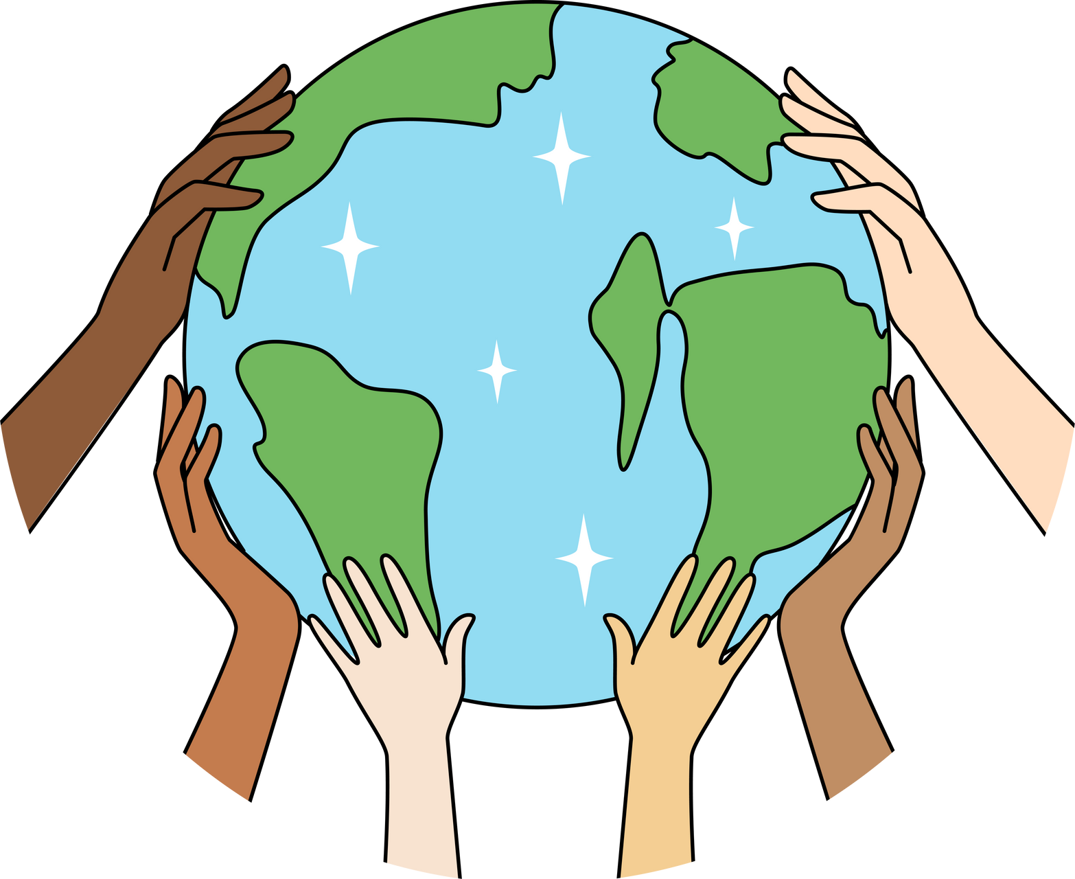 People hands holding planet Earth